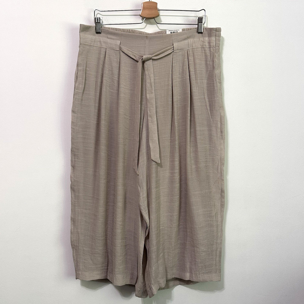 JM Collection Pull‎ On Capri Pants OX Plus Sugar Sand Tan Lined Drawstring NEW